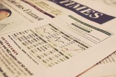 Newspaper with share prices
